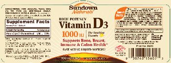 Sundown Naturals High Potency Vitamin D3 1000 IU - vitamin supplement