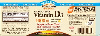 Sundown Naturals High Potency Vitamin D3 1000 IU - vitamin supplement