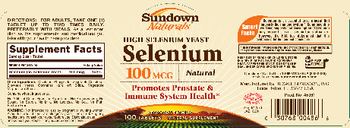 Sundown Naturals High Selenium Yeast Selenium 100 mcg - mineral supplement