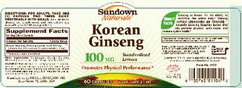 Sundown Naturals Korean Ginseng 100 mg - herbal supplement