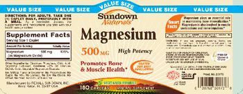 Sundown Naturals Magnesium 500 mg - mineral supplement