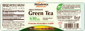 Sundown Naturals Mega Potency Green Tea - herbal supplement