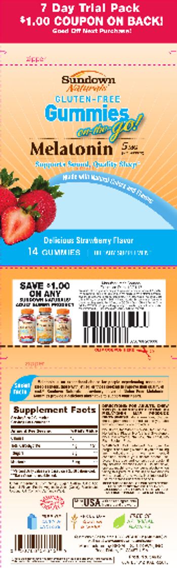 Sundown Naturals Melatonin 5 mg Delicious Strawberry Flavor - supplement