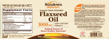 Sundown Naturals Natural Cold Pressed Flaxseed Oil 1000 mg - supplement