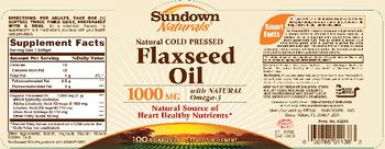 Sundown Naturals Natural Cold Pressed Flaxseed Oil 1000 mg - supplement