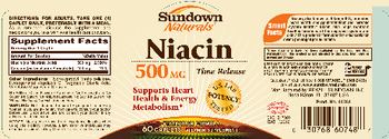 Sundown Naturals Niacin 500 mg Time Release - vitamin supplement