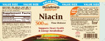 Sundown Naturals Niacin 500 mg Time Release - vitamin supplement