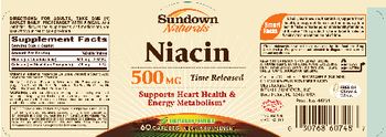 Sundown Naturals Niacin 500 mg Time Released - vitamin supplement