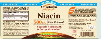 Sundown Naturals Niacin 500 mg Timed Release - vitamin supplement