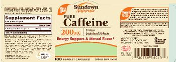 Sundown Naturals Pure Caffeine 200 mg - supplement