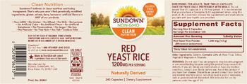 Sundown Naturals Red Yeast Rice 1200 mg - supplement