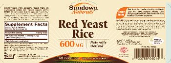Sundown Naturals Red Yeast Rice 600 mg - supplement