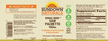 Sundown Naturals Saw Palmetto 450 mg - herbal supplement