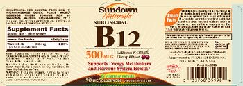 Sundown Naturals Sublingual B12 500 mcg Delicious Natural Cherry Flavor - vitamin supplement