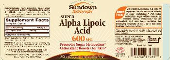 Sundown Naturals Super Alpha Lipoic Acid 600 mg - supplement