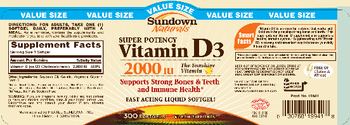 Sundown Naturals Super Potency Vitamin D3 2000 IU - vitamin supplement