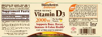 Sundown Naturals Super Potency Vitamin D3 2000 IU - vitamin supplement