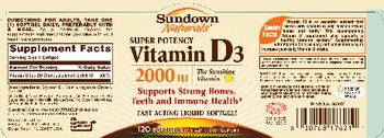 Sundown Naturals Super Potency Vitamin D3 2000 IU - vitamin supplement