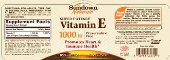 Sundown Naturals Super Potency Vitamin E 1000 IU - vitamin supplement