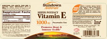 Sundown Naturals Super Potency Vitamin E 1000 IU - vitamin supplement