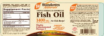Sundown Naturals Triple Strength Odorless Fish Oil 1400 mg - supplement