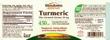 Sundown Naturals Turmeric 450 mg Plus Turmeric Extract 50 mg - herbal supplement