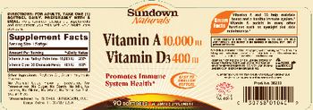 Sundown Naturals Vitamin A 10,000 IU Vitamin D3 400 IU - vitamin supplement
