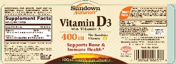 Sundown Naturals Vitamin D3 With Vitamin A 400 IU - vitamin supplement