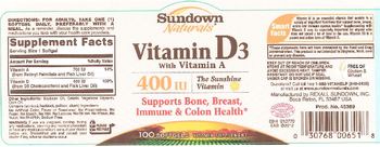 Sundown Naturals Vitamin D3 With Vitamin A - vitamin supplement
