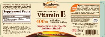 Sundown Naturals Vitamin E 400 IU with added Natural D-Alpha - vitamin supplement