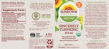 Sundown Organics Sincerely Turmeric 315 mg - supplement