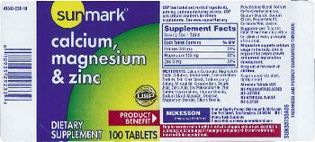 Sunmark Calcium, Magnesium & Zinc - supplement