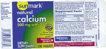 Sunmark Natural Calcium 500 mg With D - supplement
