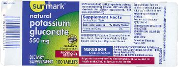 Sunmark Natural Potassium Gluconate 550 mg - suplement