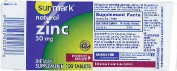 Sunmark Natural Zinc 50 mg - supplement