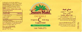 Sunny Maid Chewable Vitamin C 500 mg Supplement Natural Orange Flavor - 