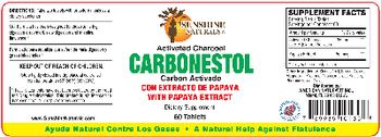 Sunshine Naturals Activated Charcoal Carbonestol With Papaya Extract - supplement