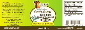 Sunshine Naturals Cat's Claw 350 mg. - herbal supplement