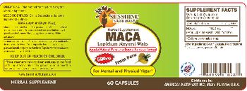 Sunshine Naturals Maca 500 mg. - directions take one to three capsules a day as supplement