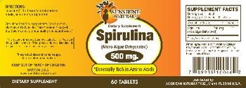Sunshine Naturals Spirulina 500 mg. - supplement