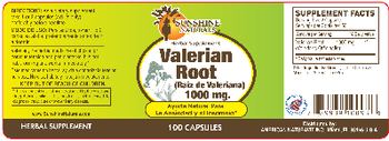 Sunshine Naturals Valerin Root 1000 mg. - herbal supplement