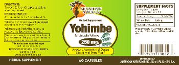 Sunshine Naturals Yohimbe 250 mg. - herbal supplement