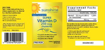 Sunshine Super Vitamin D 250 mcg (10,000 IU) - supplement