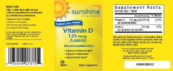 Sunshine Vitamin D 125 mcg (5,000 IU) - supplement