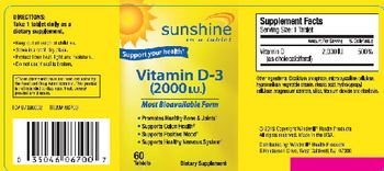 Sunshine Vitamin D-3 (2000 IU) - supplement