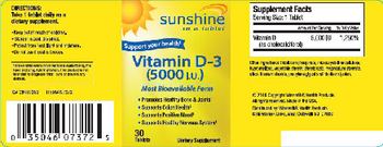 Sunshine Vitamin D-3 (5000 IU) - supplement