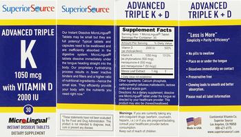 Superior Source Advanced Triple K 1050 mcg With Vitamin D 2000 IU - supplement