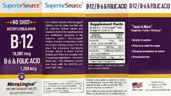 Superior Source B-12 10,000 mcg B-6 & Folic Acid 1,200 mcg - supplement