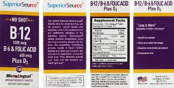 Superior Source B-12 1000 mcg B-6 & Folic Acid 600 mcg Plus D3 - supplement