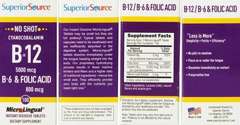 Superior Source B-12 5000 mcg B-6 & Folic Acid 800 mcg - supplement